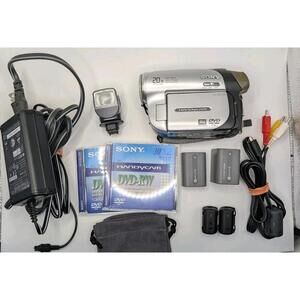 Sony Handycam DCR-DVD92 Camcorder w/ Extra Battery, Light,Charger, 2 Dvds, Works